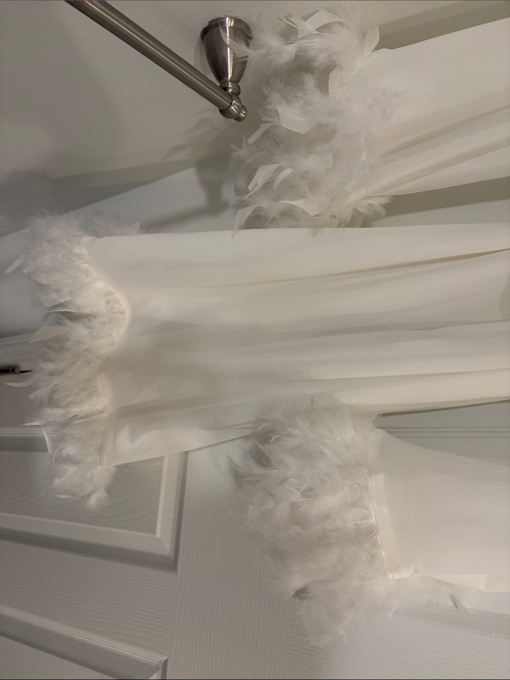 Wedding Robe- White Feather-Trim Robe - Picture 3 of 5